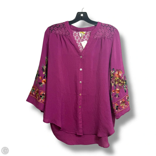 Top 3/4 Sleeve By Cme In Purple, Size: M