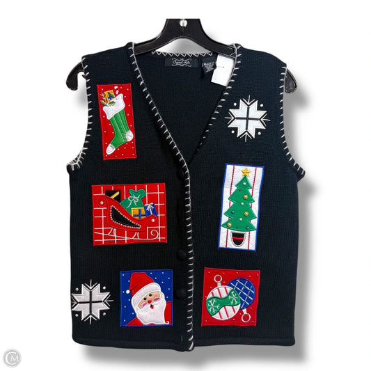 Christmas sweater Vest By Clothes Mentor In Black, Size: Mp