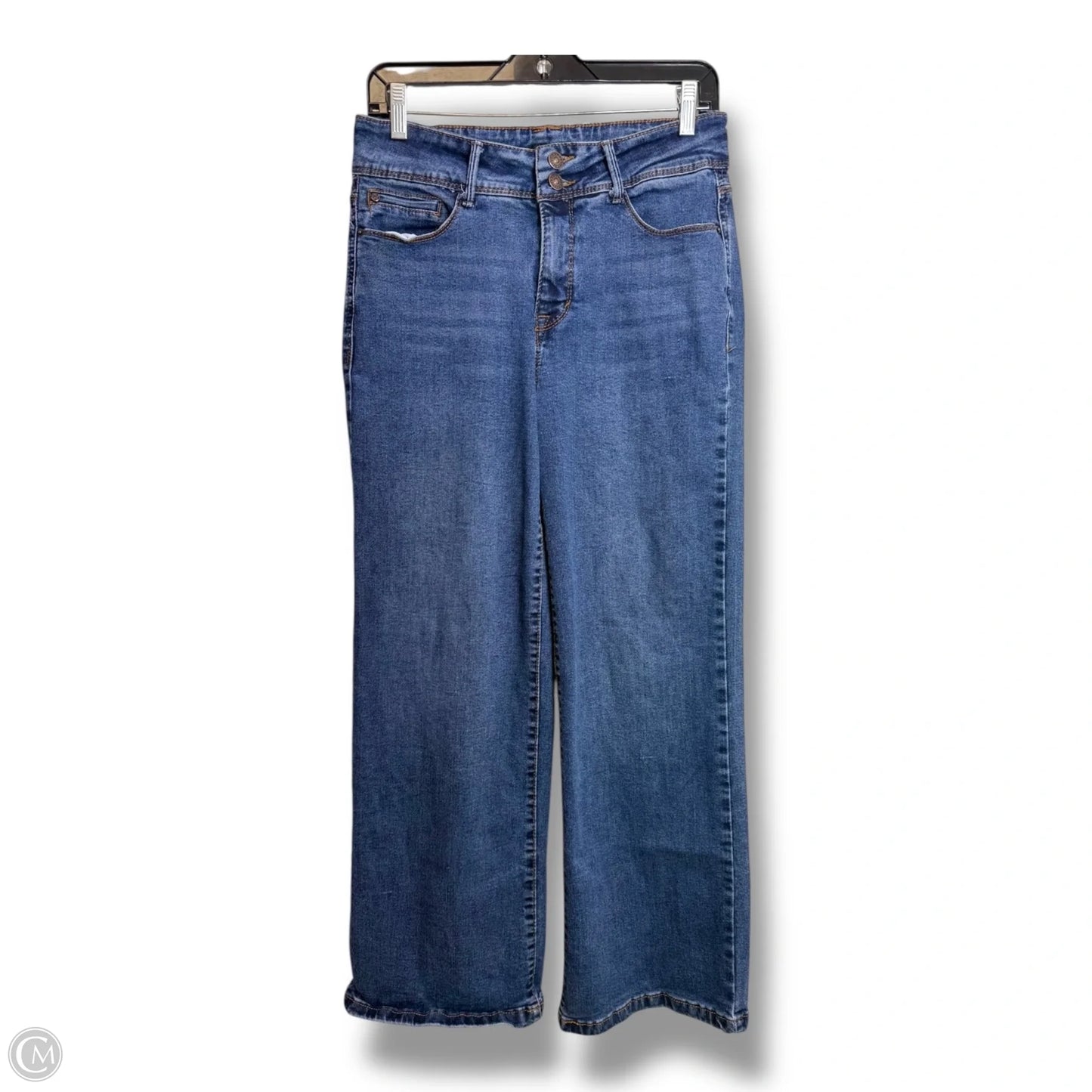 Jeans high rise Wide Leg By Curve Appeal In Blue Denim, Size: 8