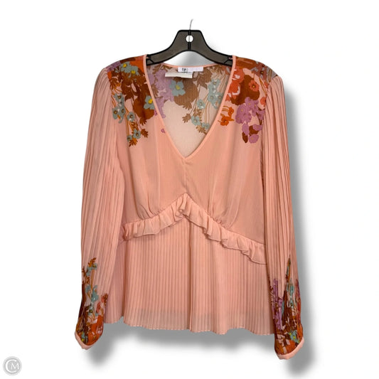 Top Long Sleeve By Dr2 In Peach, Size: L