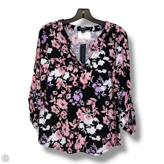 Top Long Sleeve By Adrienne Vittadini In Floral Print, Size: M