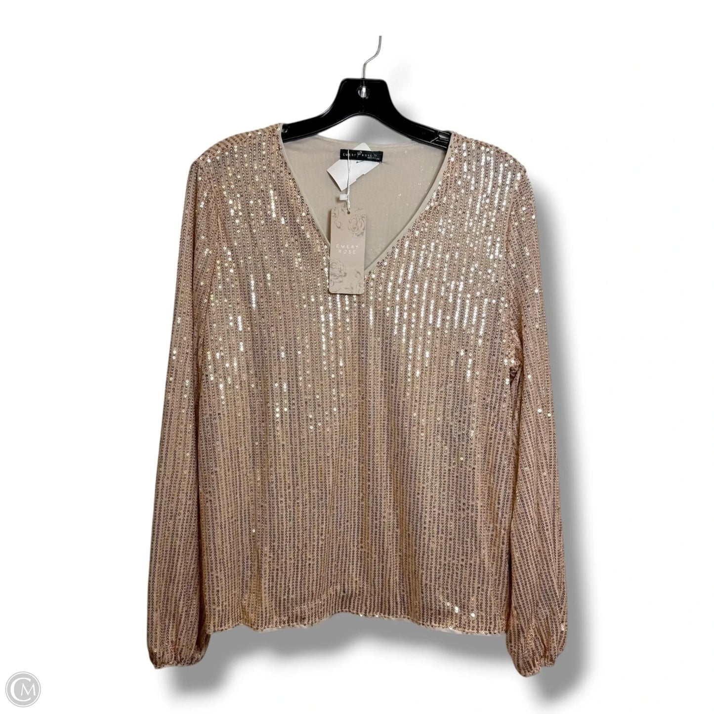 Top Long Sleeve By Emery Rose In Rose Gold, Size: Xl