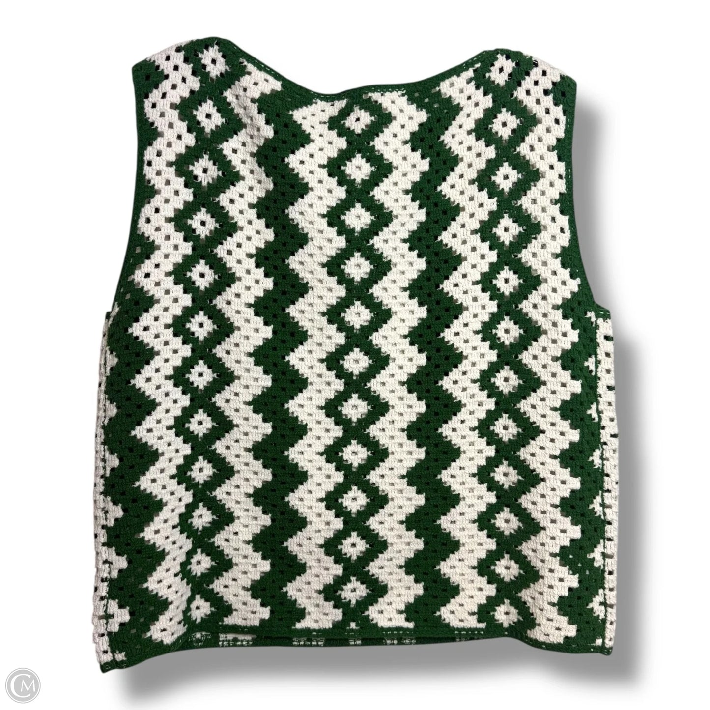 Top Sleeveless By Ann Taylor In Green & White, Size: M