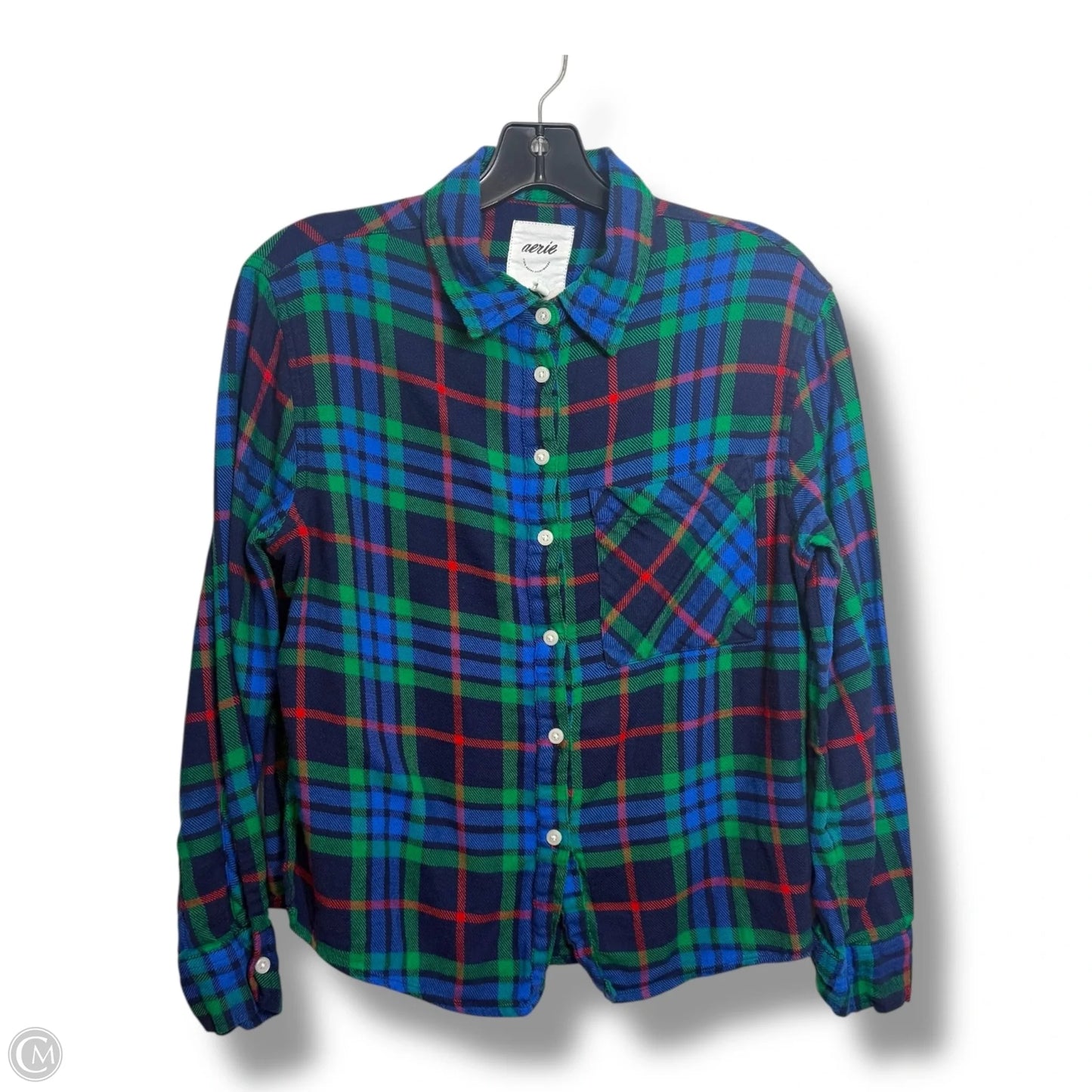 Top Long Sleeve Basic By Aerie In Plaid Pattern, Size: Xs