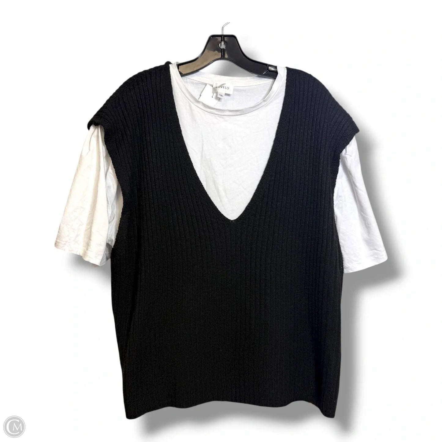 Top Short Sleeve By Clothes Mentor In Black & White, Size: 1x
