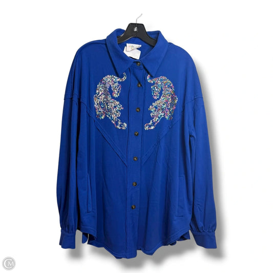 Jacket Shirt By Fantastic Fawn In Blue, Size: M