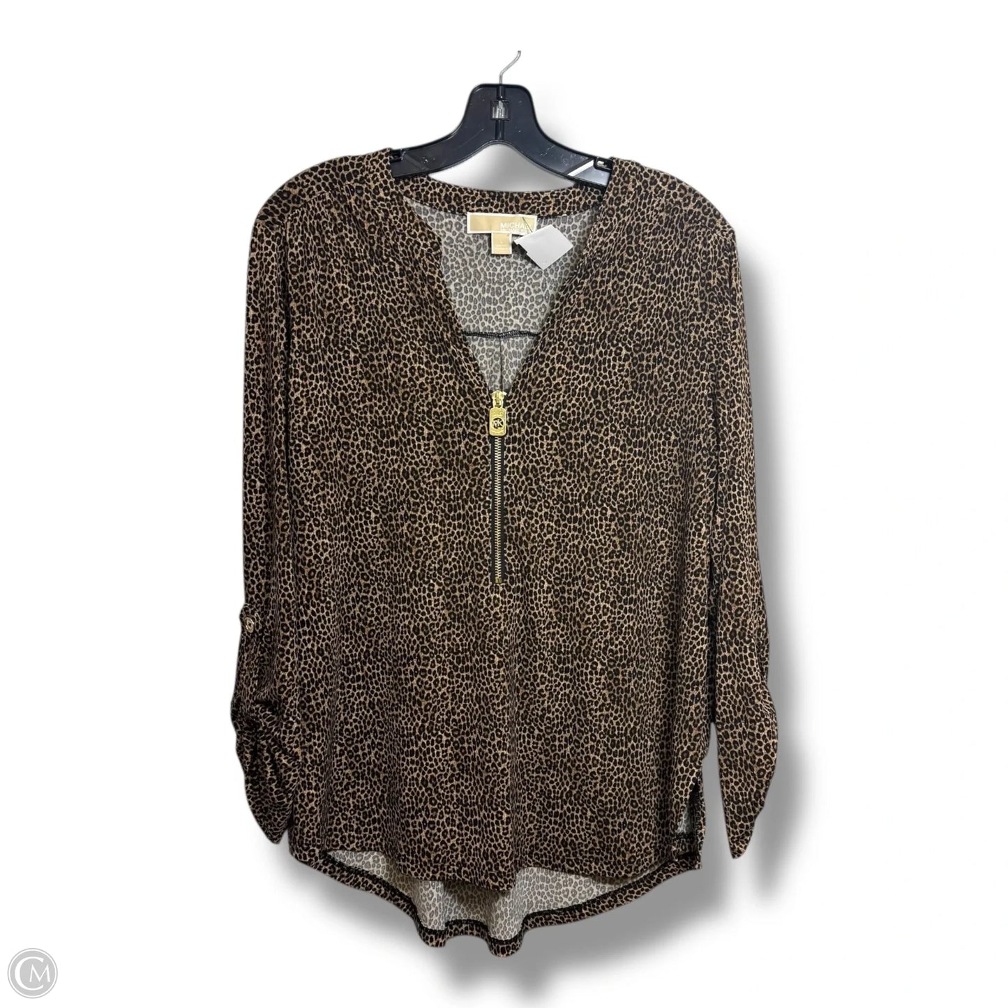 Top Long Sleeve By Michael By Michael Kors In Animal Print, Size: L