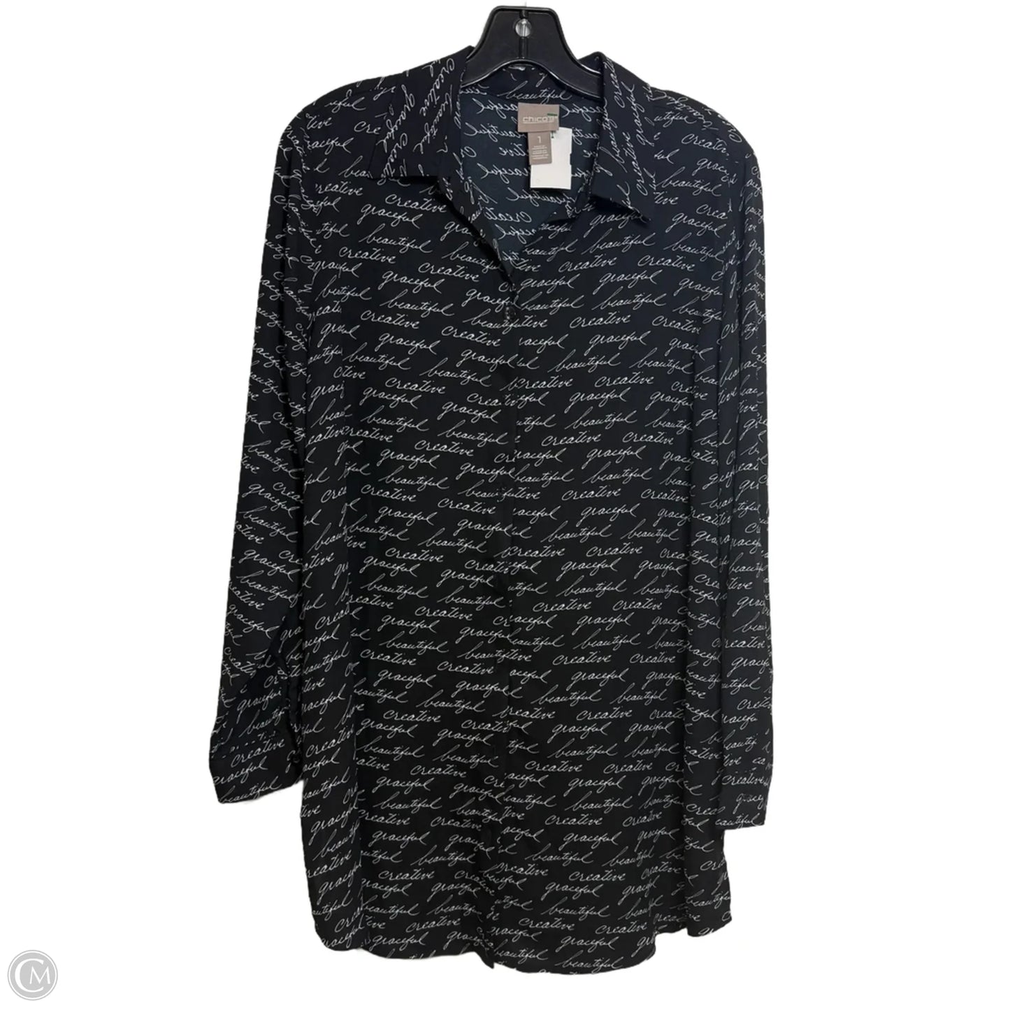Tunic Long Sleeve By Chicos In Black, Size: M