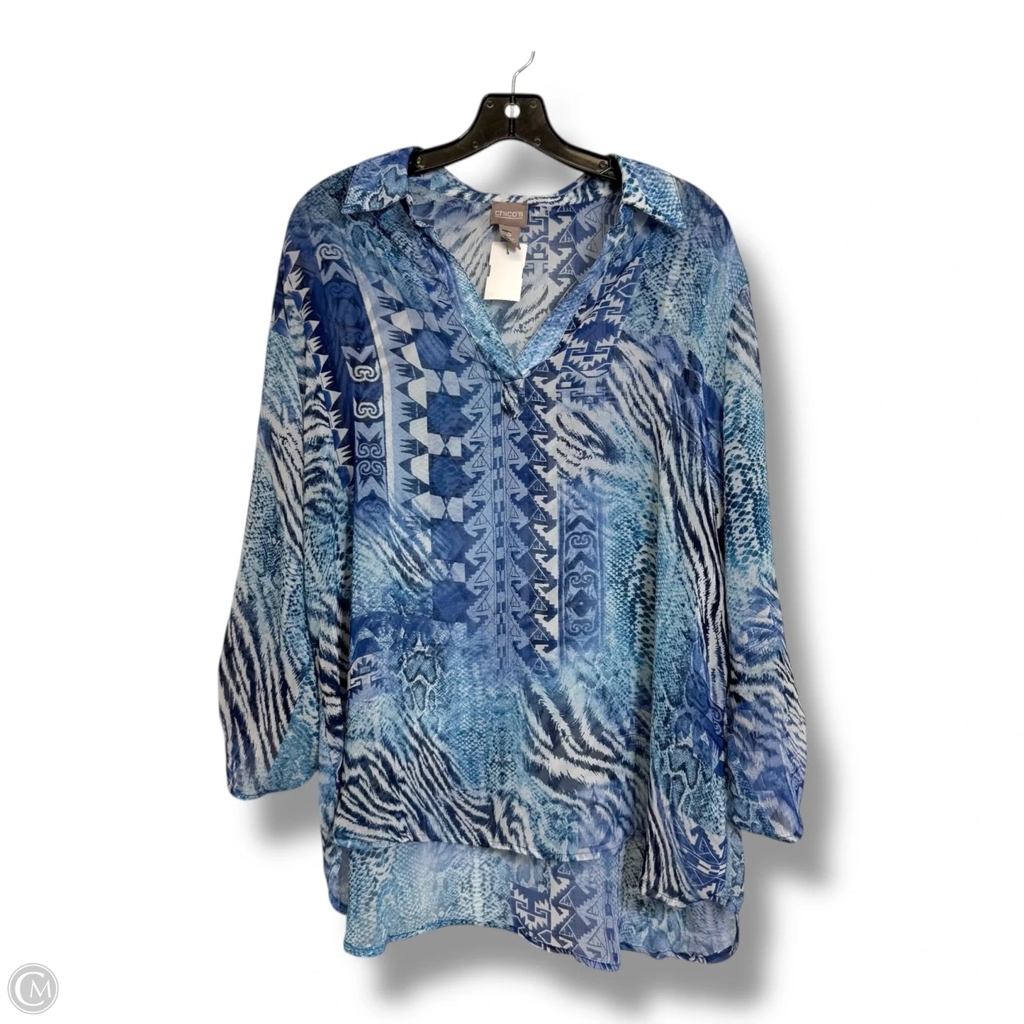 Top Long Sleeve By Chicos In Blue, Size: Xl