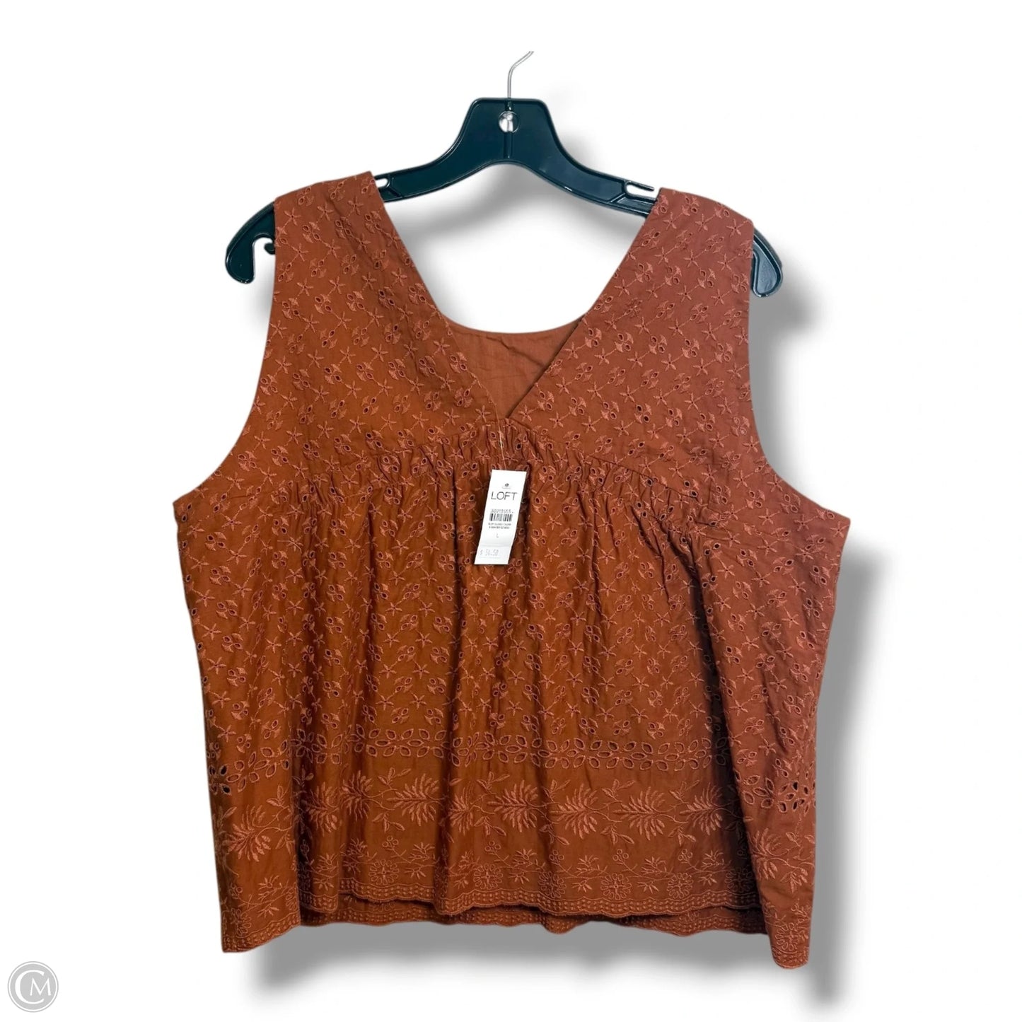 Top Sleeveless By Loft In Copper, Size: L