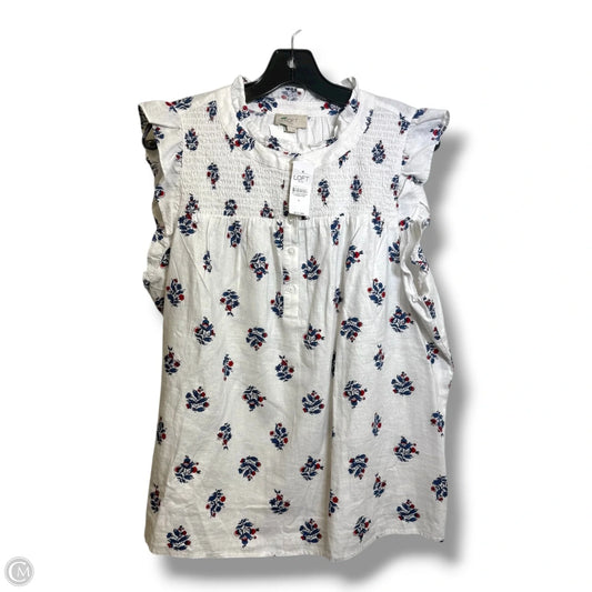 Top Short Sleeve By Loft In White, Size: L