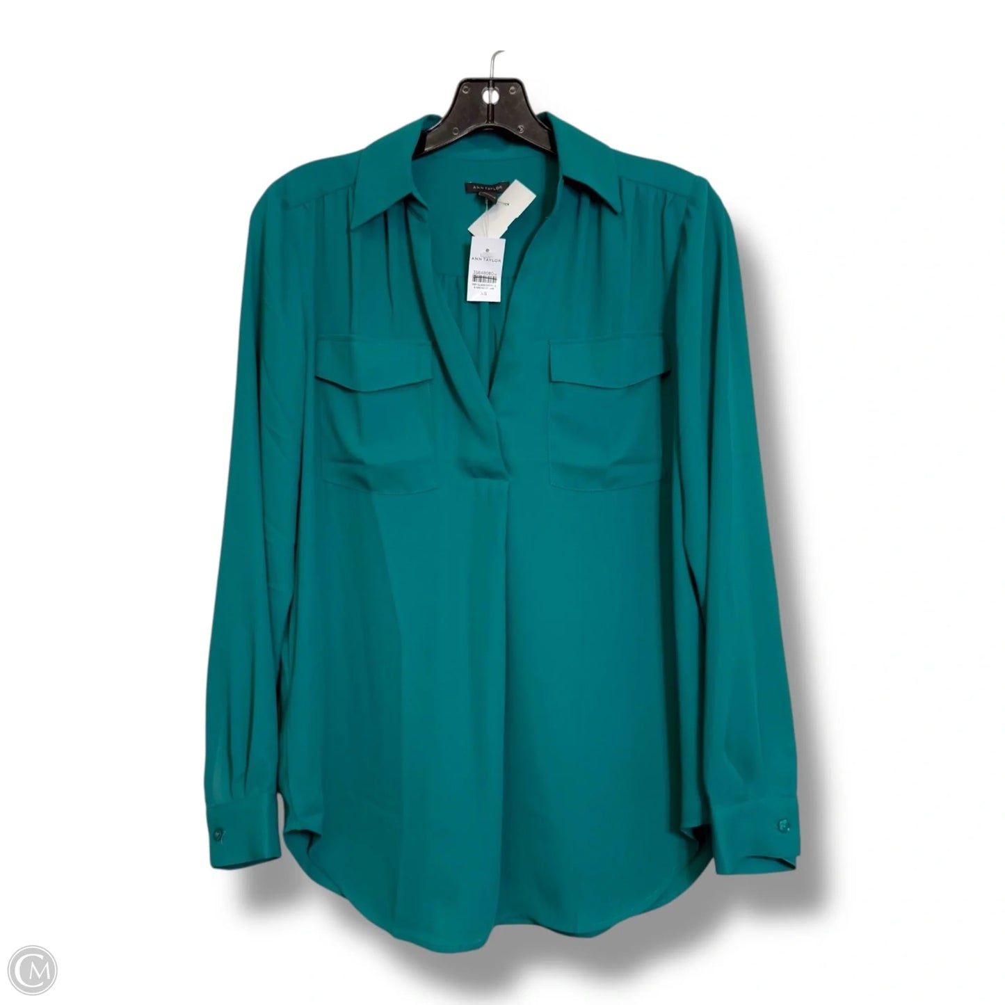Top Long Sleeve By Ann Taylor In Teal, Size: Xs