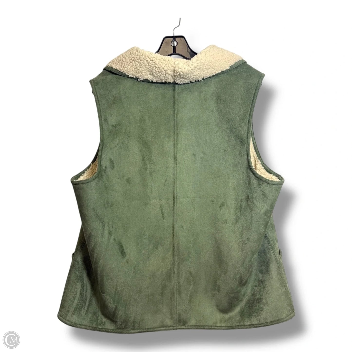 Vest Fleece By Denim And Co Qvc In Green, Size: 1x