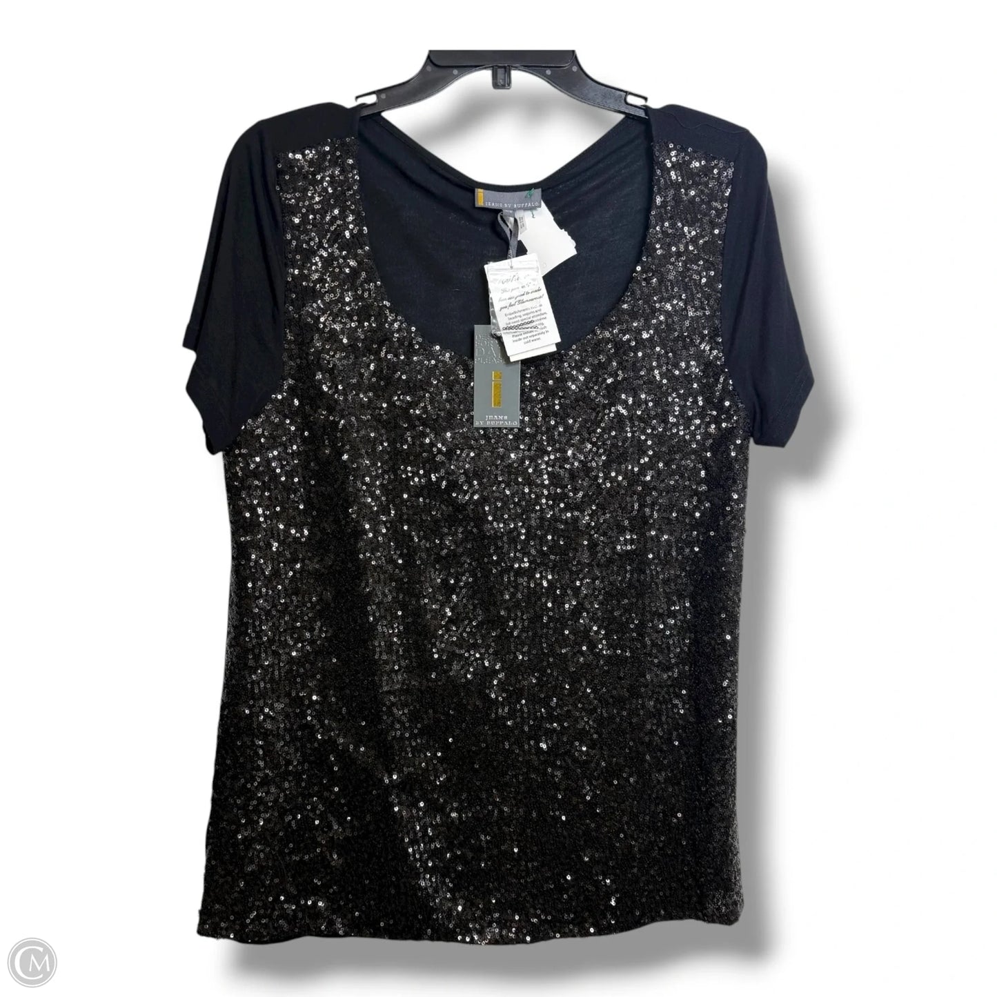 Top Short Sleeve By Jeans By Buffalo In Black, Size: L