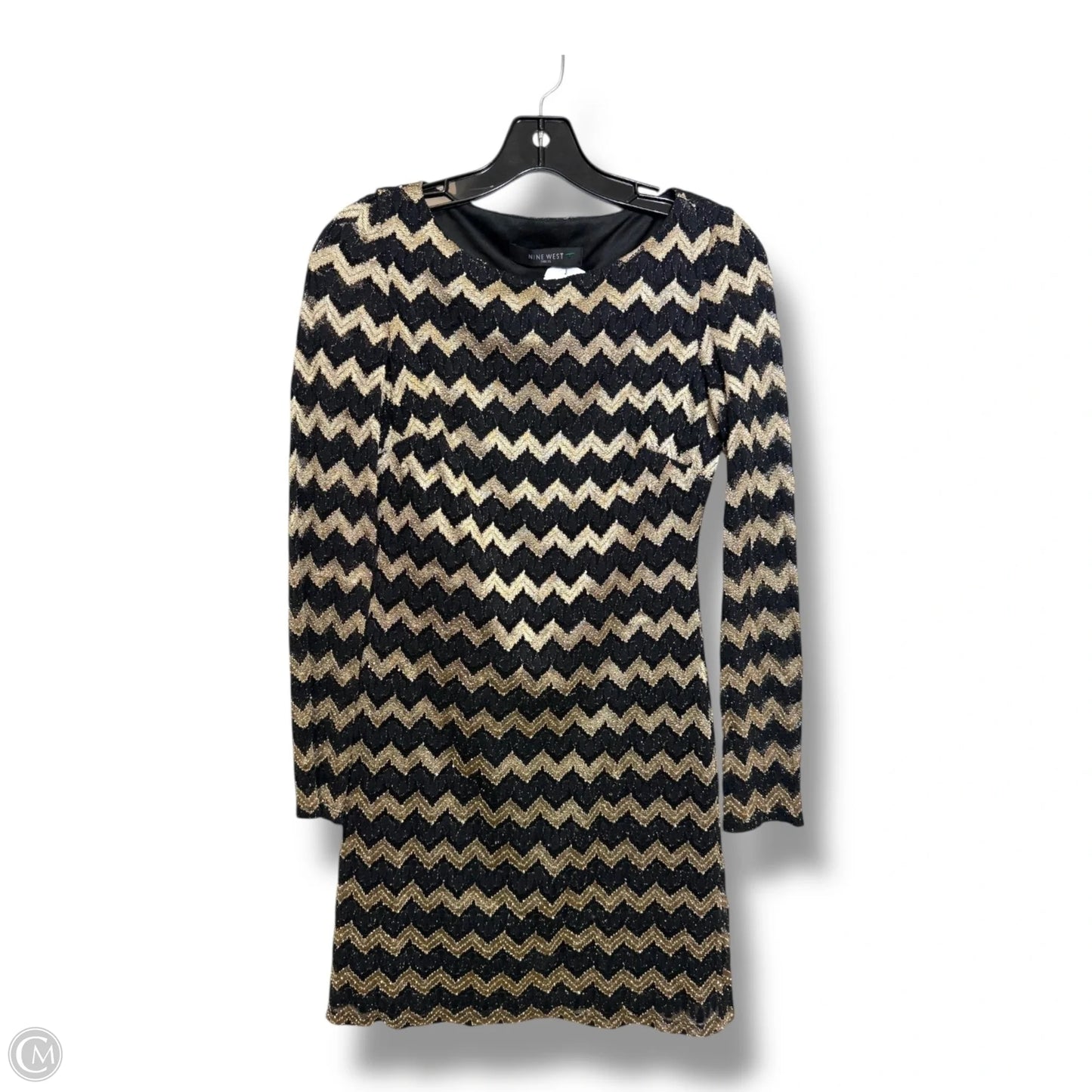 Dress Party Short By Nine West Apparel In Black & Gold, Size: 4