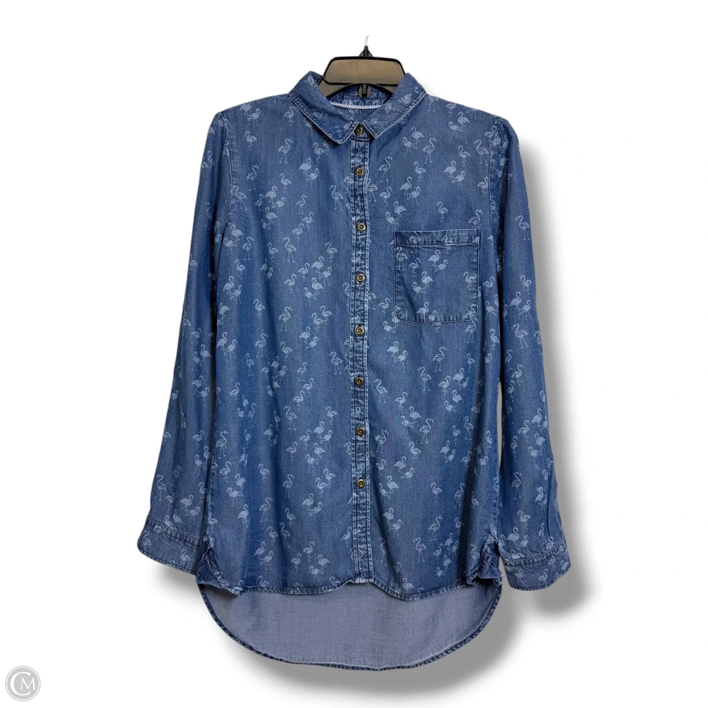 Top Long Sleeve By Max Jeans In Blue Denim, Size: M