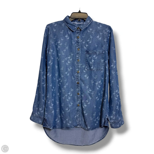 Top Long Sleeve By Max Jeans In Blue Denim, Size: M
