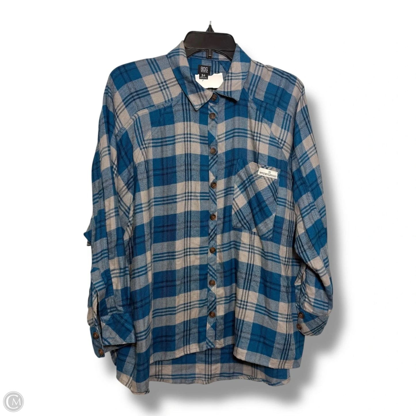 Top Long Sleeve By Bdg In Plaid Pattern, Size: S