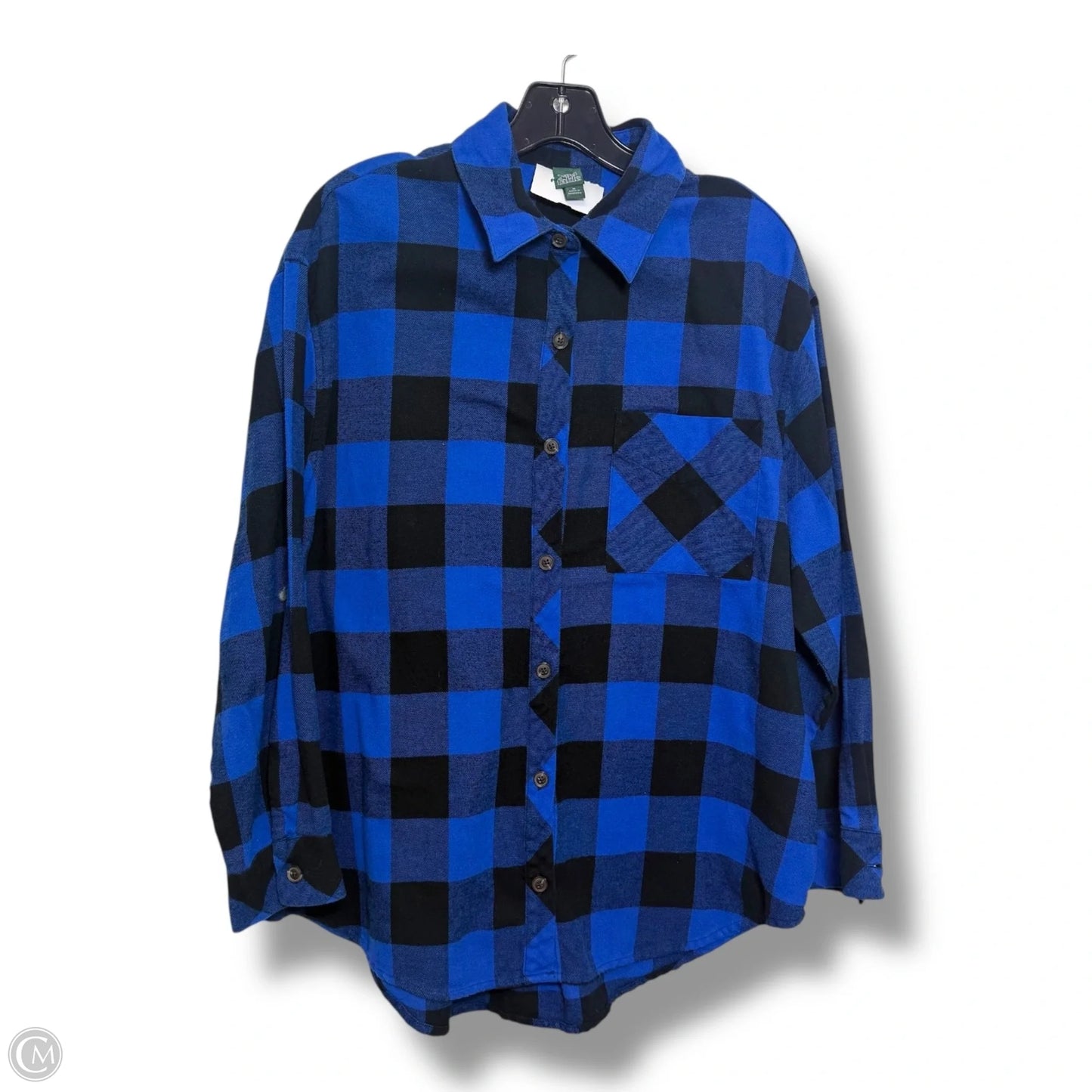 Top Long Sleeve By Wild Fable In Checkered Pattern, Size: M