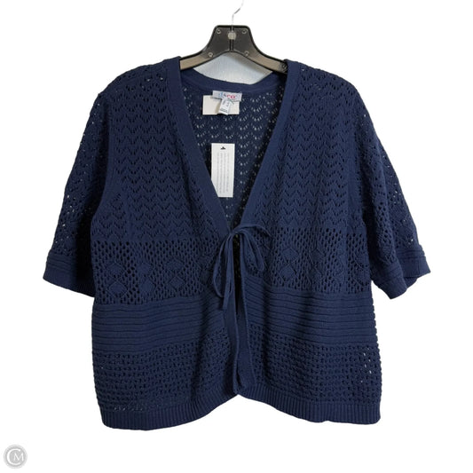 Cardigan By Denim And Co Qvc In Navy, Size: L