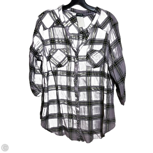 Top 3/4 Sleeve By Torrid In Plaid Pattern, Size: 2x