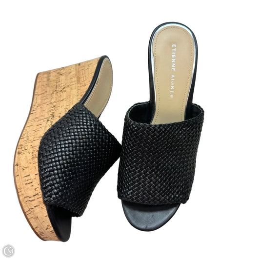 Sandals Heels Wedge By Etienne Aigner In Black, Size: 9.5
