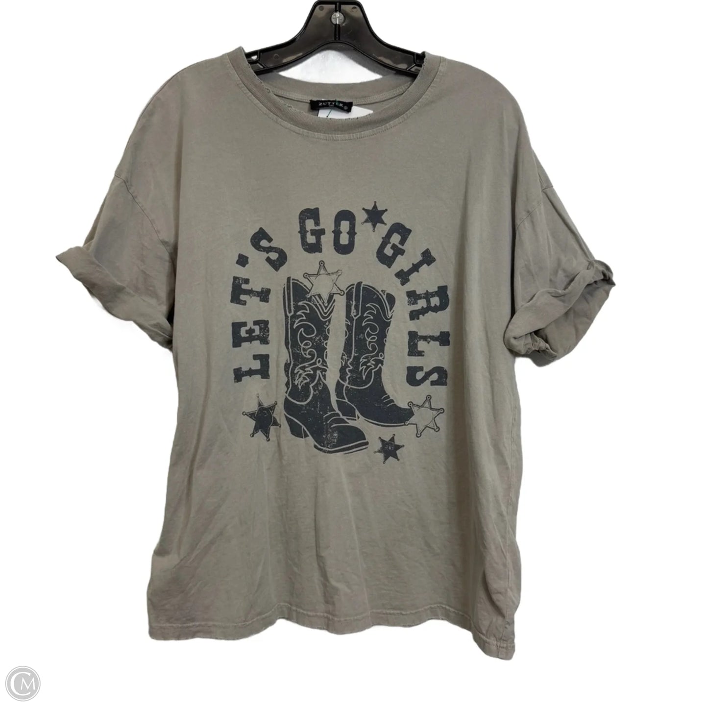 Top Short Sleeve Basic By Cme In Tan, Size: S