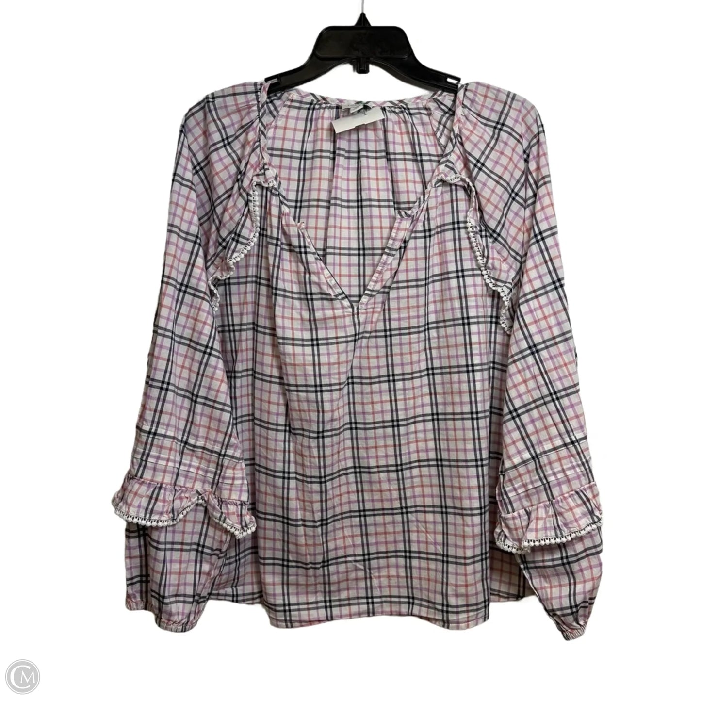 Top Long Sleeve By J. Crew In Plaid Pattern, Size: Xl