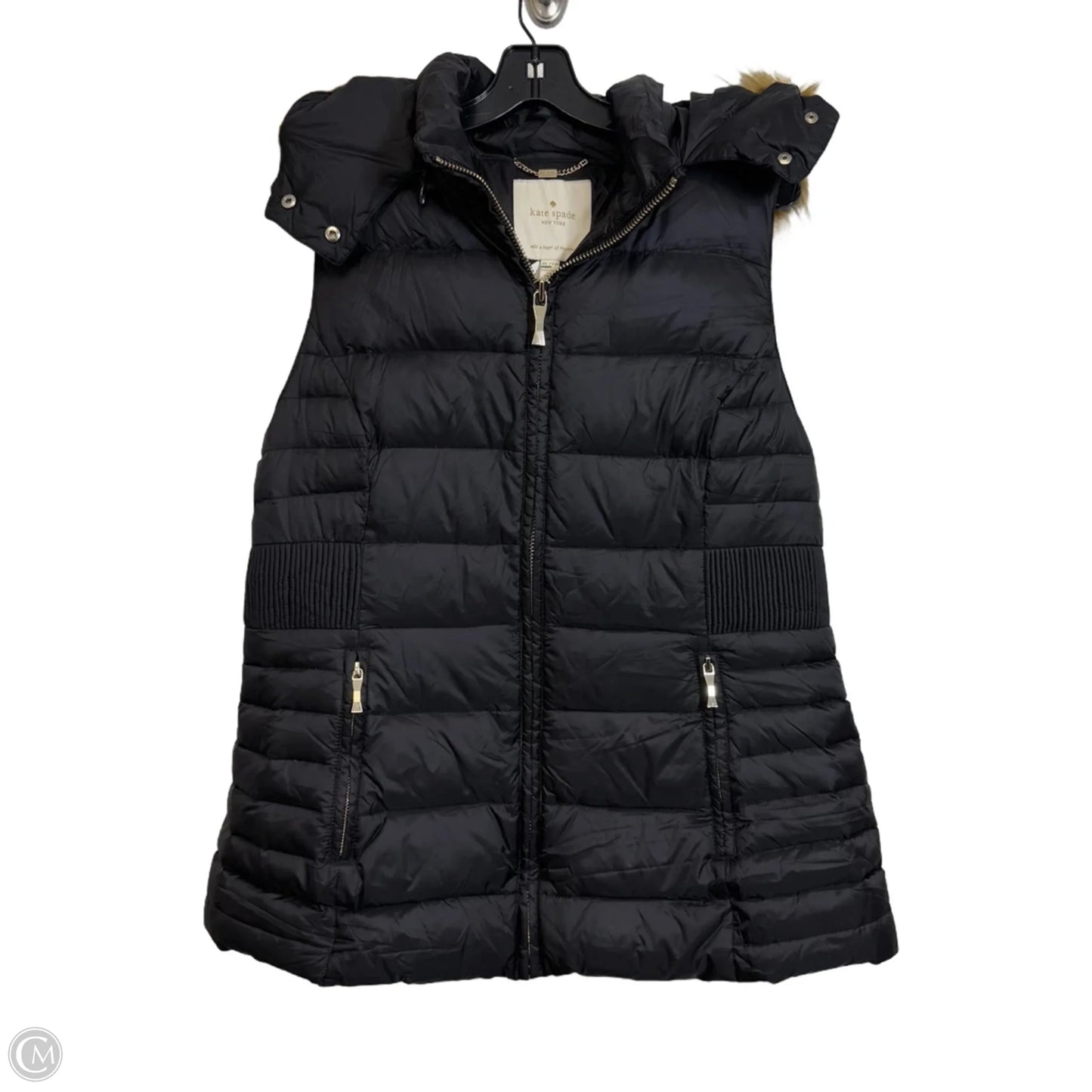 Down puffer Vest Designer By Kate Spade In Black, Size: Xl