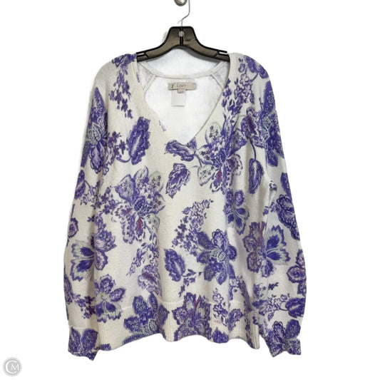 Sweater By Loft In Floral Print, Size: Xl