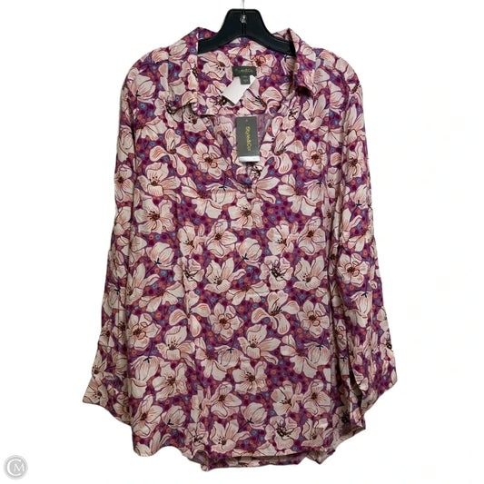 Top Long Sleeve By Style And Company In Floral Print, Size: Xxl
