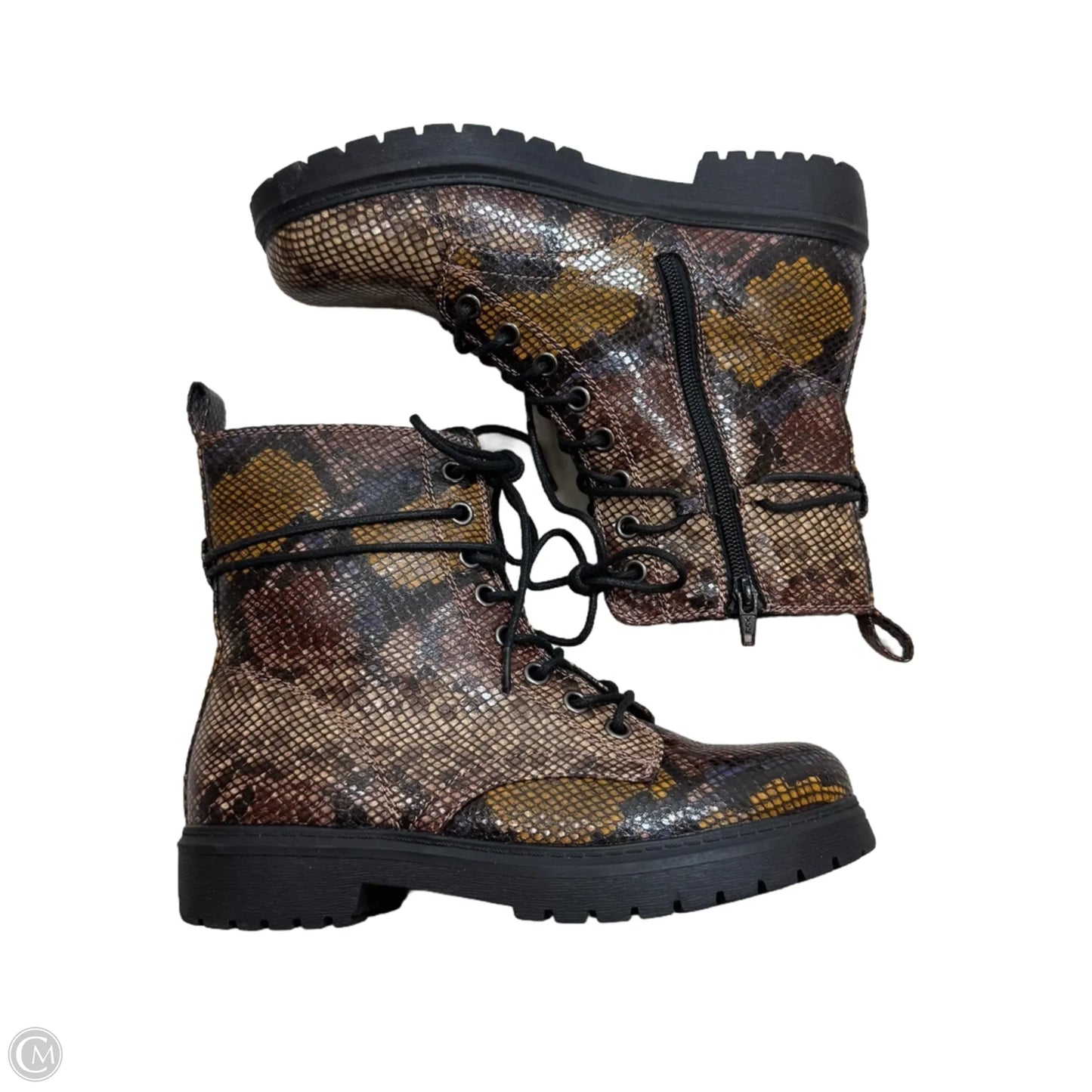 Boots Ankle Flats By So In Snakeskin Print, Size: 8