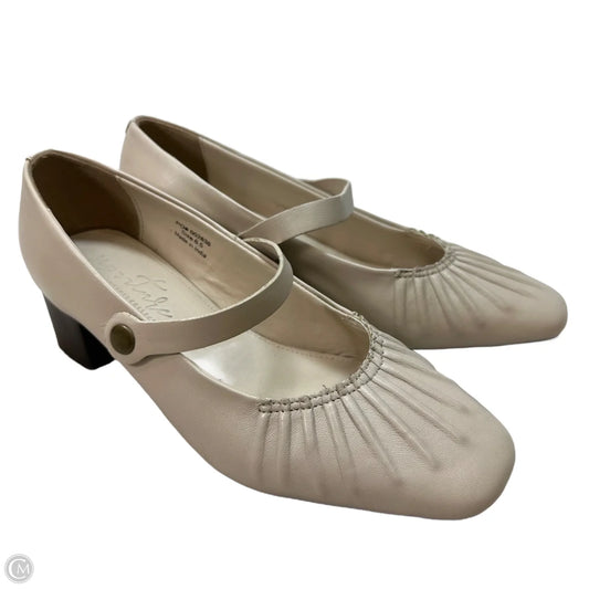 Leather Shoes Heels Block By Clothes Mentor In Beige, Size: 6.5