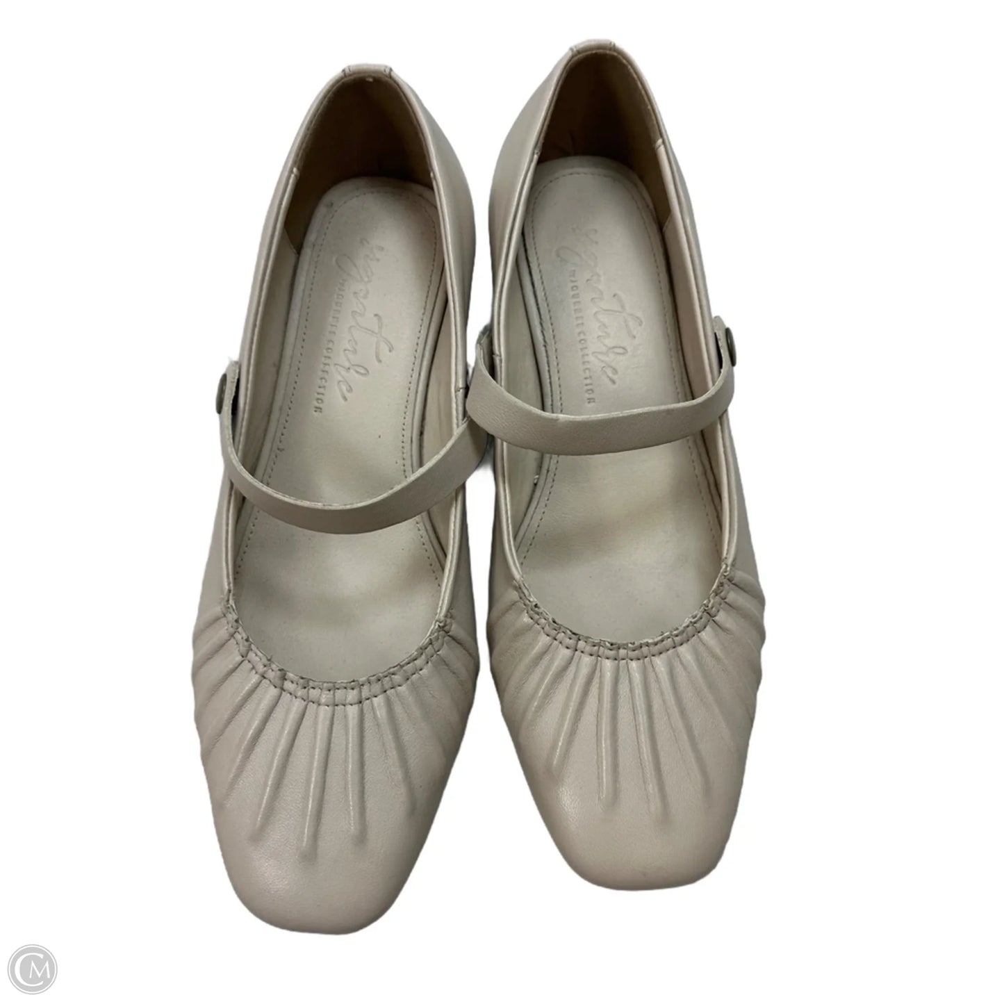 Leather Shoes Heels Block By Clothes Mentor In Beige, Size: 6.5