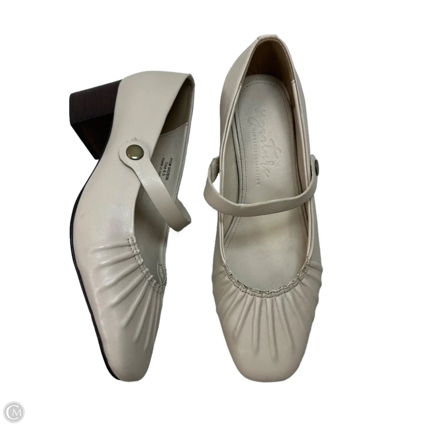 Leather Shoes Heels Block By Clothes Mentor In Beige, Size: 6.5