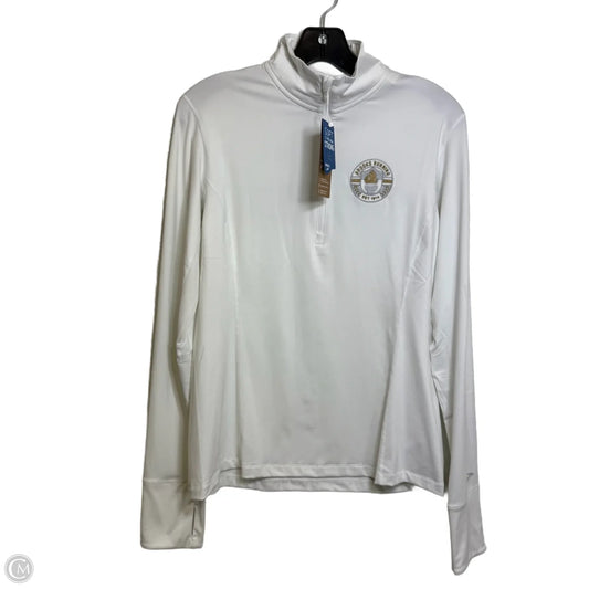 Athletic Top Long Sleeve Collar By Brooks In White, Size: L