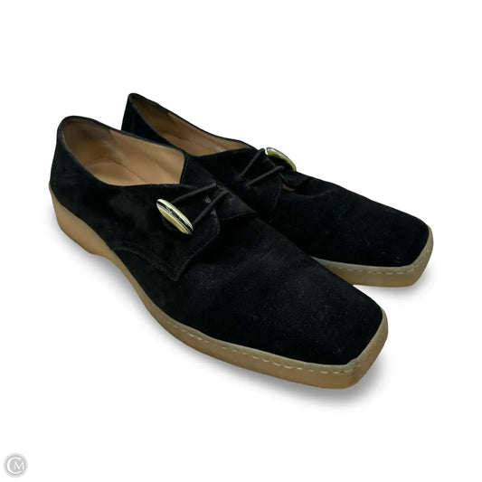 Shoes suede square toe loafers Luxury Designer By Ferragamo In Black, Size: 10