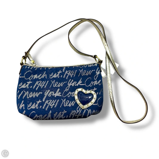 Poppy Signature Script Lurex crossbody bag Designer By Coach, Size: Small