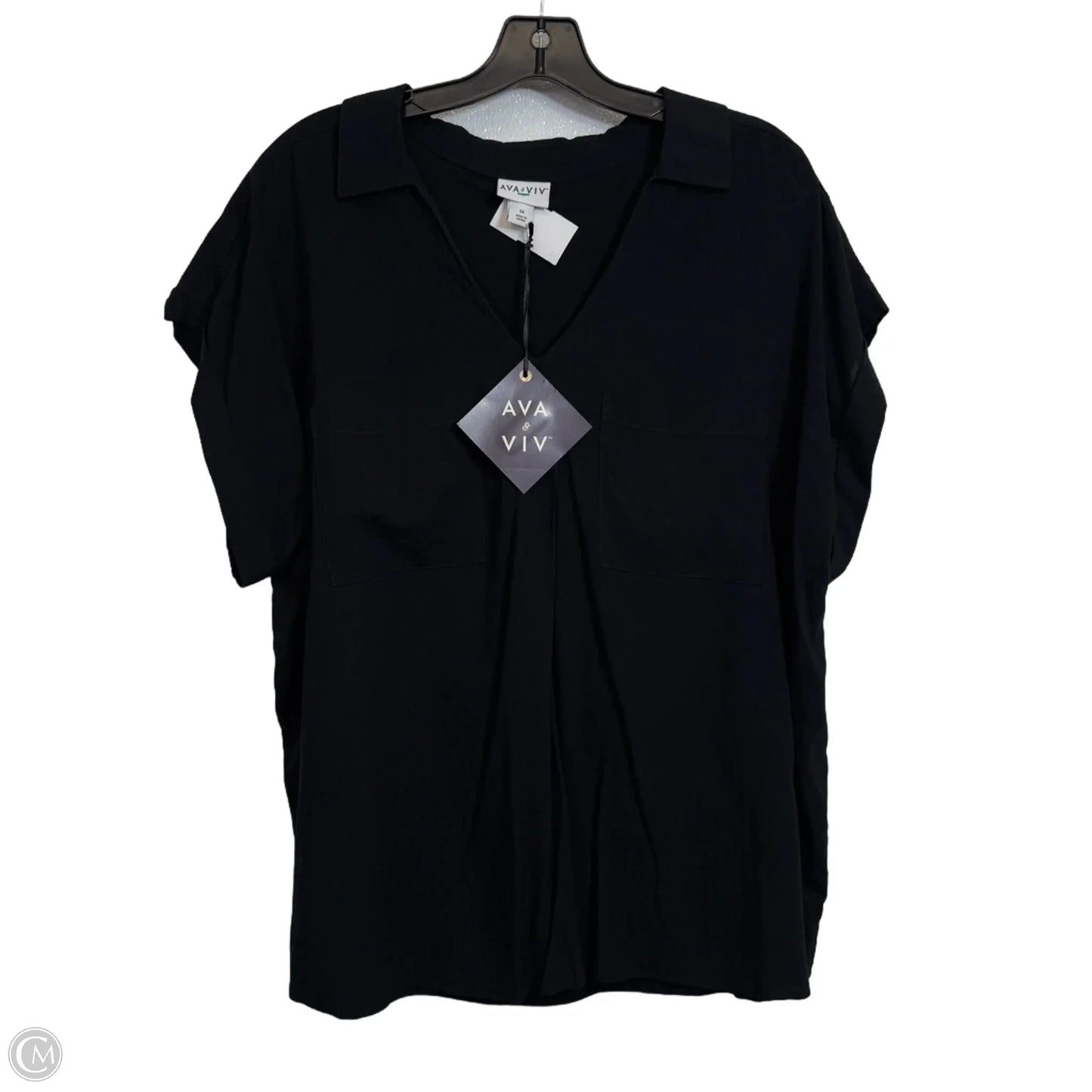 Top Short Sleeve By Ava & Viv In Black, Size: 1x