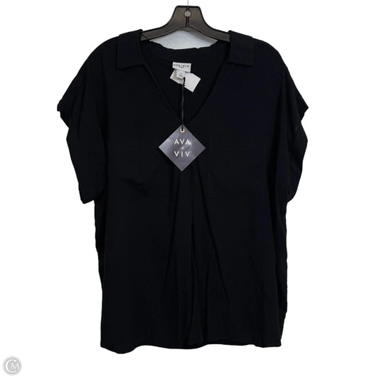 Top Short Sleeve By Ava & Viv In Black, Size: 1x