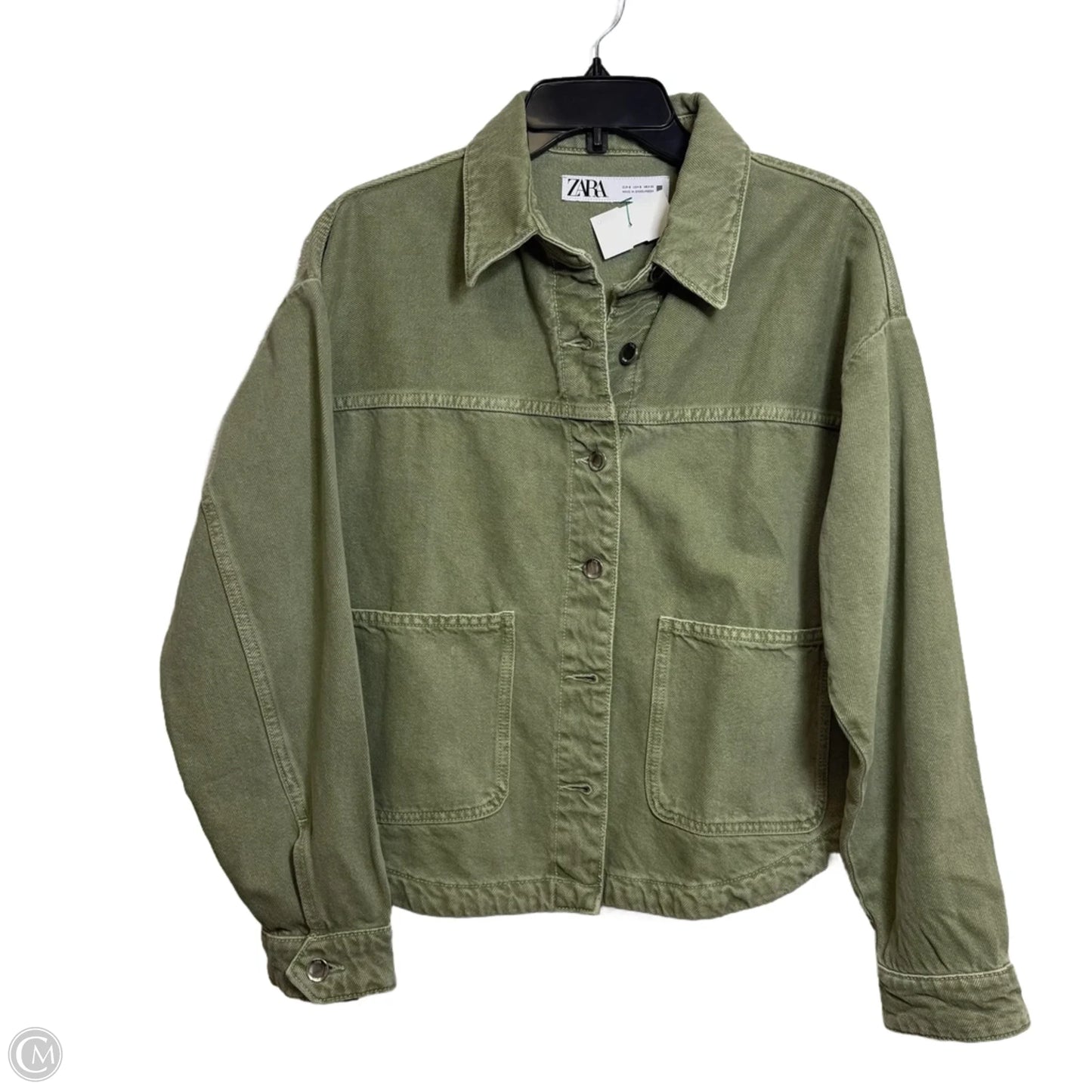 Jacket Denim By Zara In Green, Size: S