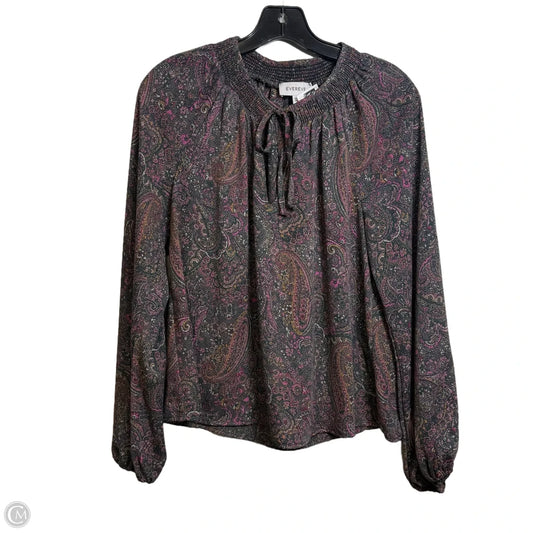 Top Long Sleeve By Evereve In Paisley Print, Size: S