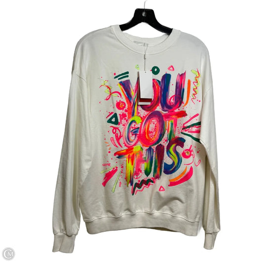 Sweatshirt Crewneck By Clothes Mentor In White, Size: Osfm