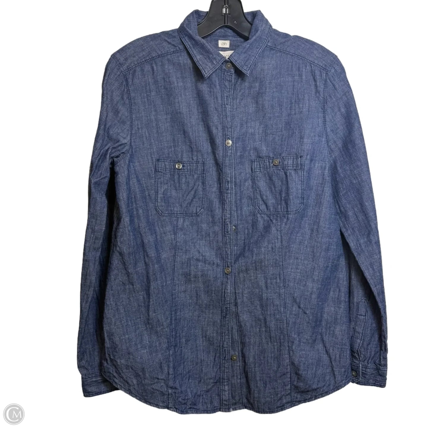 Top Long Sleeve By Loft In Blue Denim, Size: M