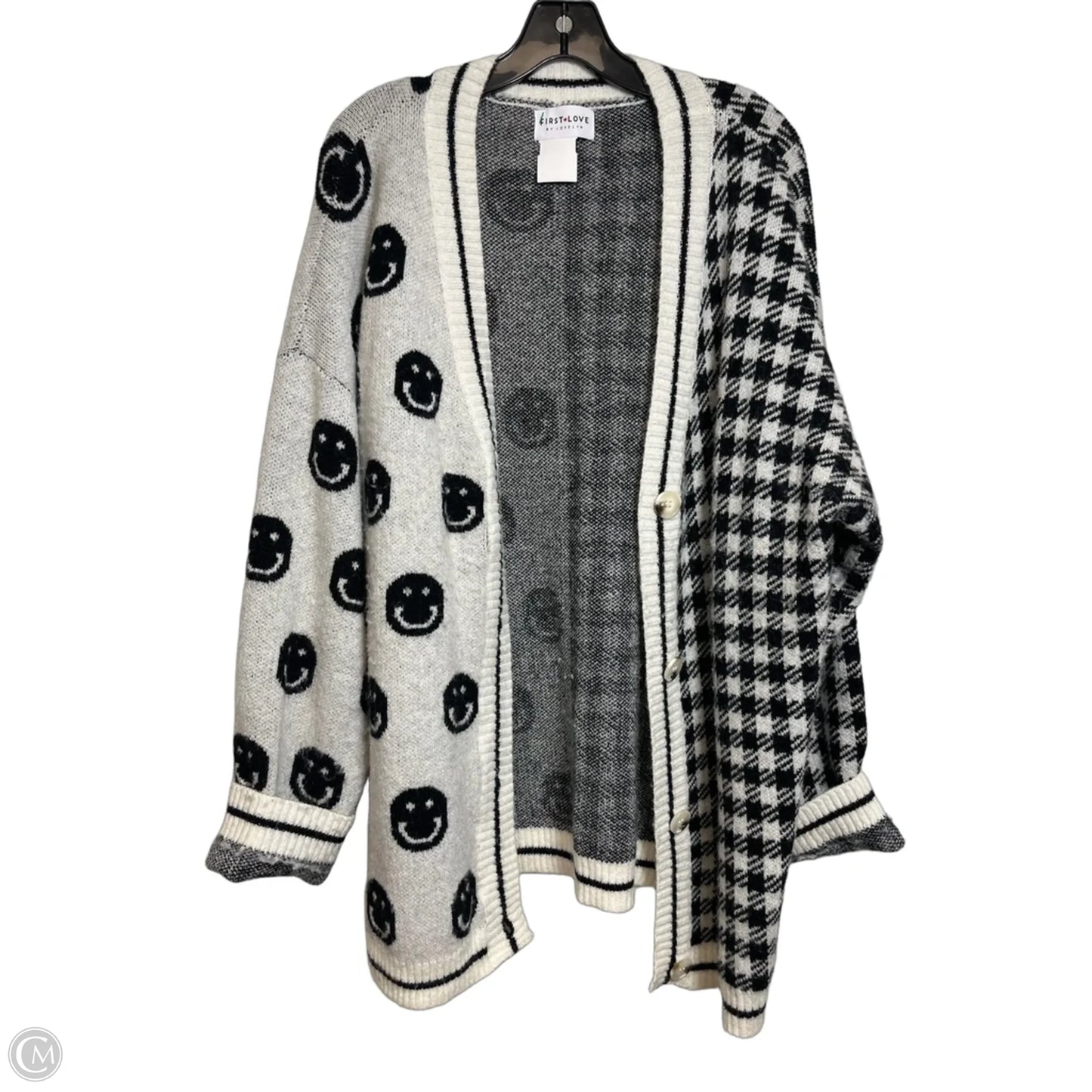 Cardigan By First Love In Checkered Pattern, Size: 1x
