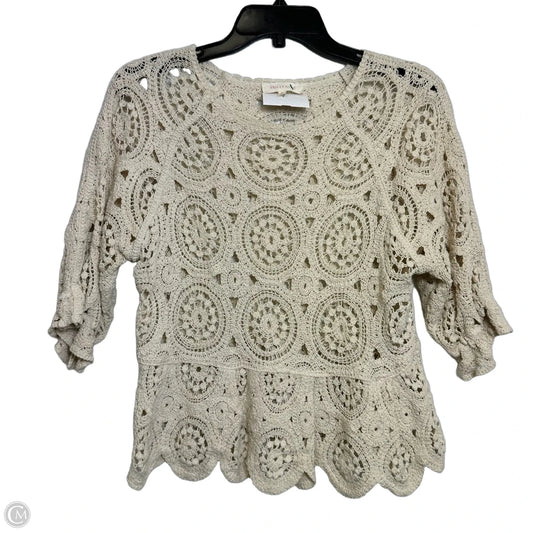 Top Short Sleeve By Solitaire In Beige, Size: S