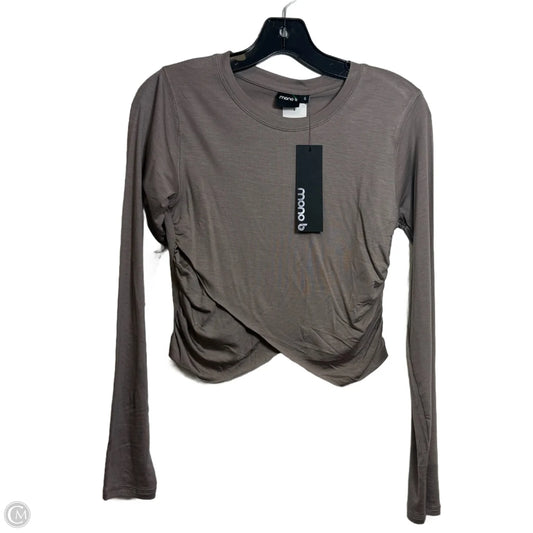 Athletic Top Long Sleeve Crewneck By Mono B In Taupe, Size: S