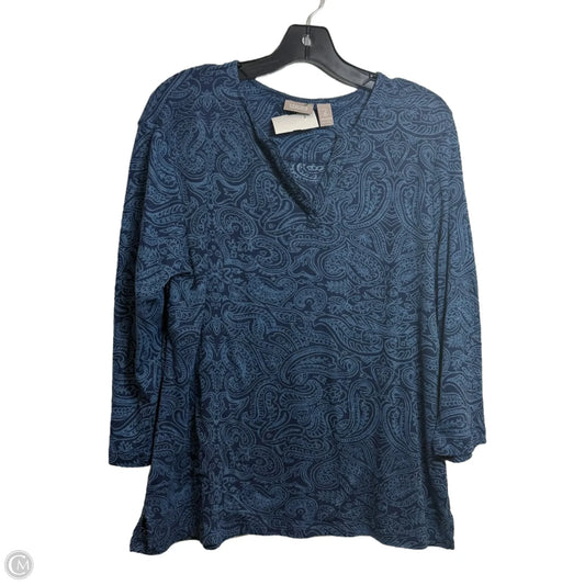 Top 3/4 Sleeve By Chicos In Blue, Size: L