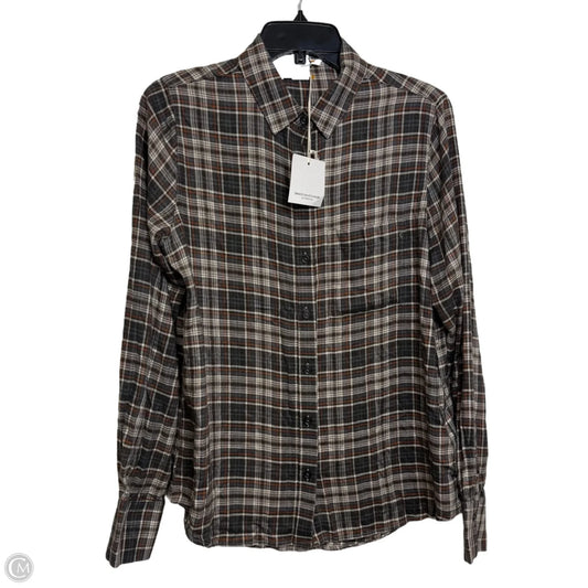 Top Long Sleeve By Beachlunchlounge In Plaid Pattern, Size: M