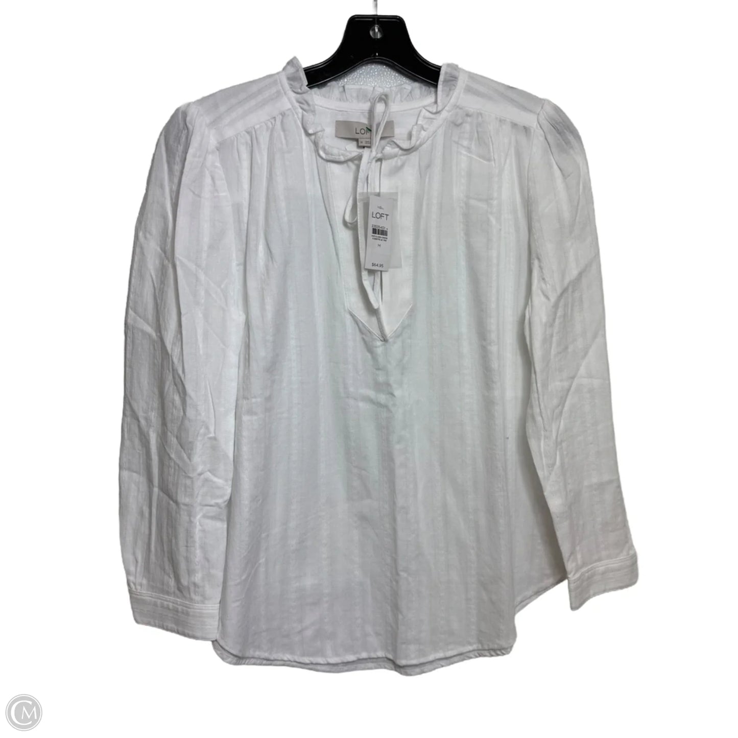 Top Long Sleeve By Loft In White, Size: M